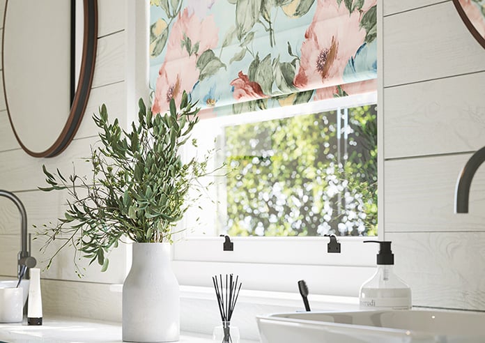 Amelia Faux Silk, Coral Kiss - Motorised Roman Blind - Image 5